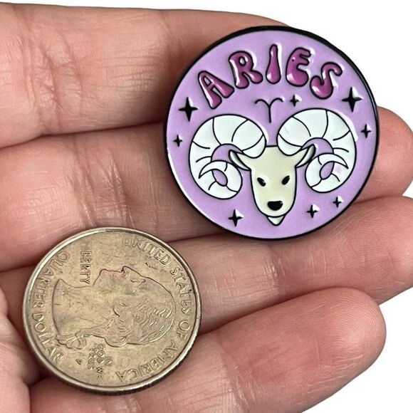 Aries Astrology Horoscope Symbol Enamel Pin - Picture 8 of 9